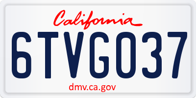 CA license plate 6TVG037