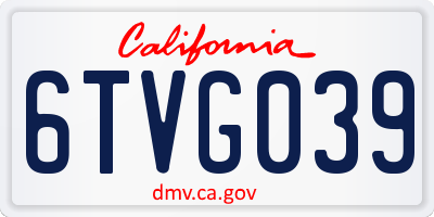 CA license plate 6TVG039