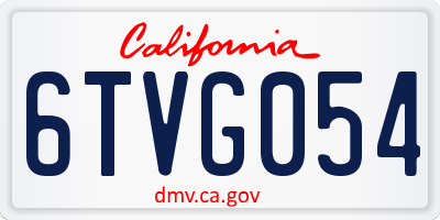 CA license plate 6TVG054