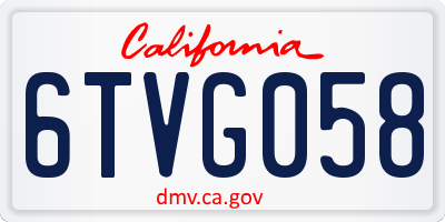 CA license plate 6TVG058