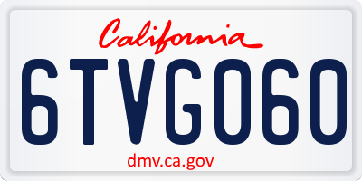 CA license plate 6TVG060