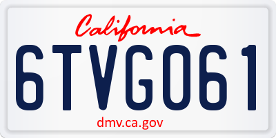 CA license plate 6TVG061