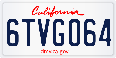 CA license plate 6TVG064
