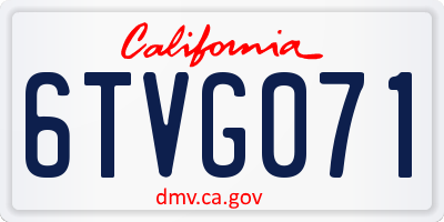 CA license plate 6TVG071