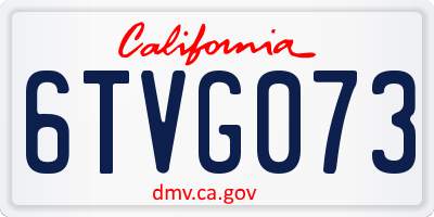 CA license plate 6TVG073