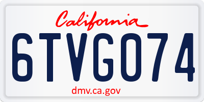 CA license plate 6TVG074