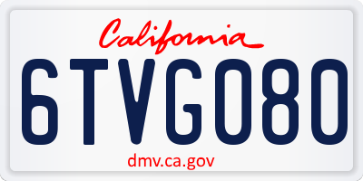 CA license plate 6TVG080