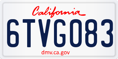 CA license plate 6TVG083