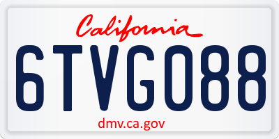CA license plate 6TVG088