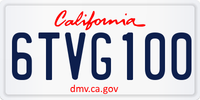 CA license plate 6TVG100