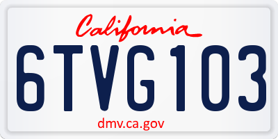 CA license plate 6TVG103