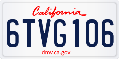 CA license plate 6TVG106