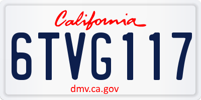 CA license plate 6TVG117