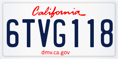 CA license plate 6TVG118