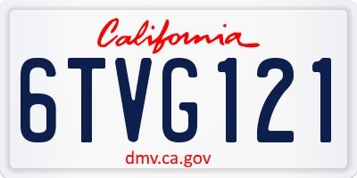 CA license plate 6TVG121
