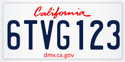 CA license plate 6TVG123