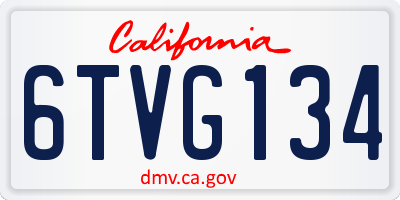 CA license plate 6TVG134