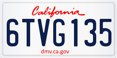 CA license plate 6TVG135