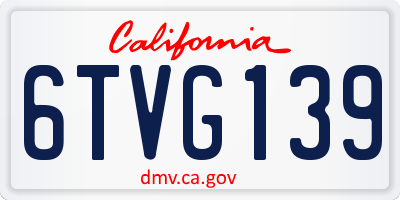 CA license plate 6TVG139
