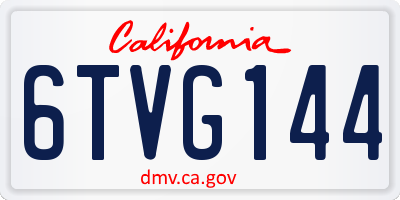 CA license plate 6TVG144