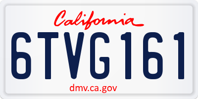 CA license plate 6TVG161