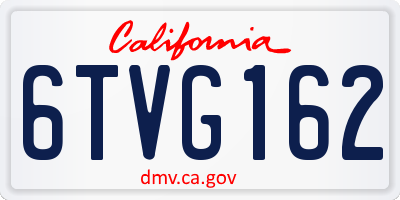 CA license plate 6TVG162