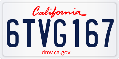 CA license plate 6TVG167
