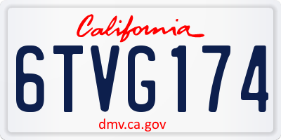 CA license plate 6TVG174