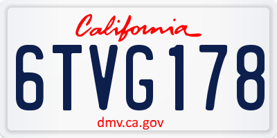 CA license plate 6TVG178