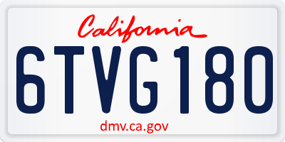 CA license plate 6TVG180