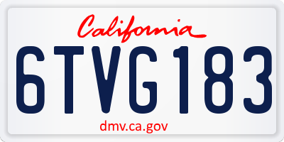 CA license plate 6TVG183