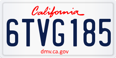 CA license plate 6TVG185