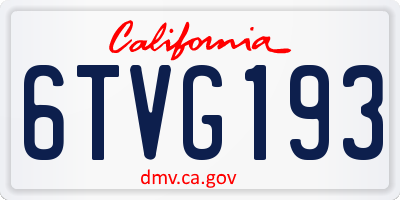 CA license plate 6TVG193