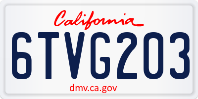 CA license plate 6TVG203