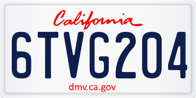 CA license plate 6TVG204