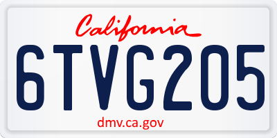 CA license plate 6TVG205