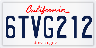 CA license plate 6TVG212