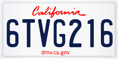 CA license plate 6TVG216