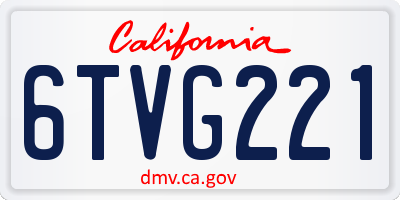 CA license plate 6TVG221