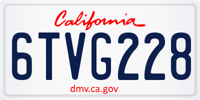 CA license plate 6TVG228