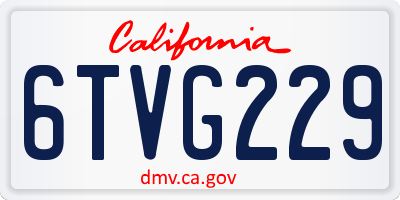 CA license plate 6TVG229