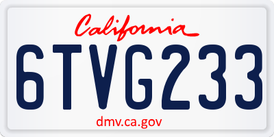 CA license plate 6TVG233