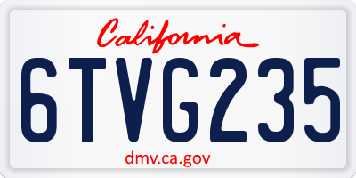 CA license plate 6TVG235