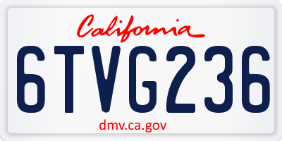 CA license plate 6TVG236