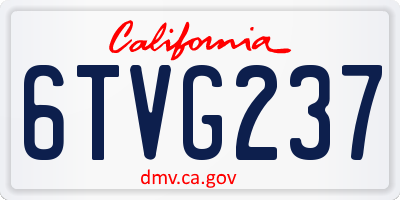CA license plate 6TVG237