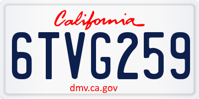 CA license plate 6TVG259