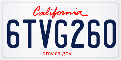CA license plate 6TVG260