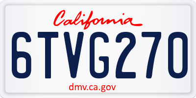 CA license plate 6TVG270