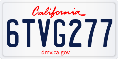 CA license plate 6TVG277
