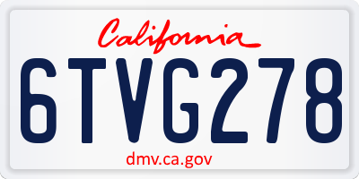 CA license plate 6TVG278